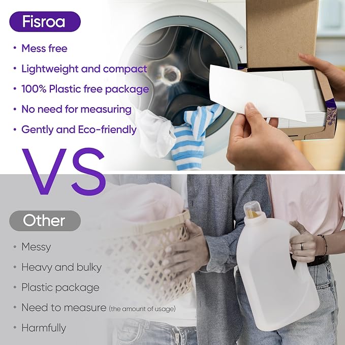 Lavender Laundry Detergent Sheets Travel Eco-friendly 300 Loads Fisroa Clothes - Image 3