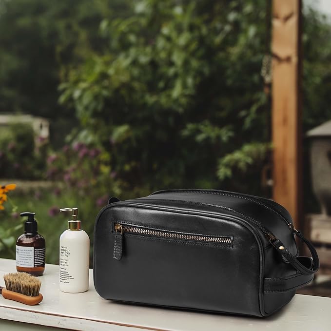 LEATHER VILLAGE Premium Leather Toiletry Travel Pouch - Image 8