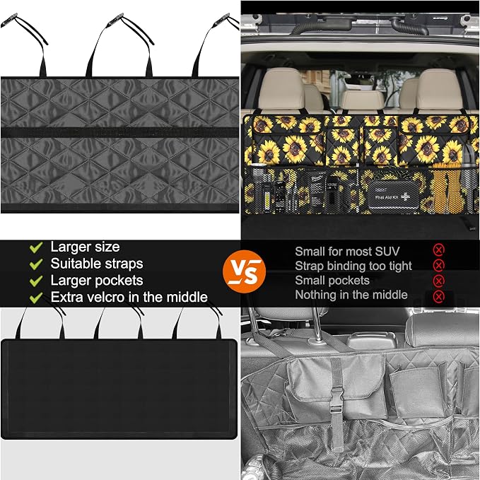 Femuar Car Trunk Organizer, Large Capacity Backseat Organizer, Collapsible - Image 2