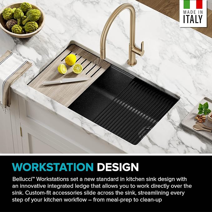 KRAUS Bellucci 32” in. Undermount Workstation Granite Kitchen Sink in Metallic - Image 6