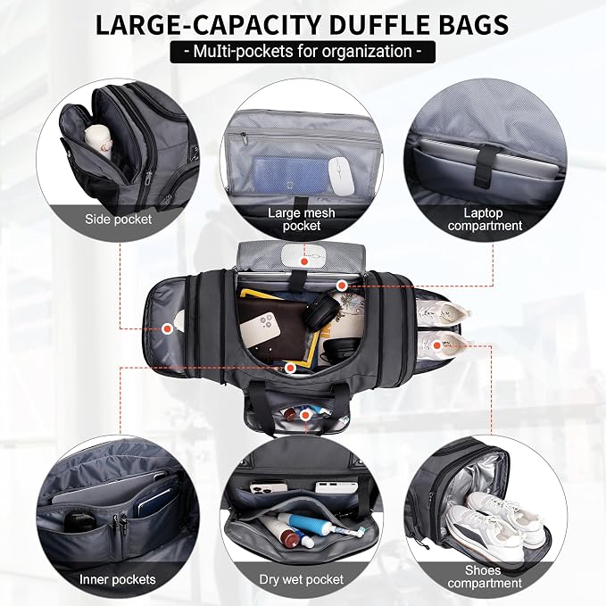 WITZMAN Duffle Bag for Men Nylon Large Gym Weekender Bag - Image 4