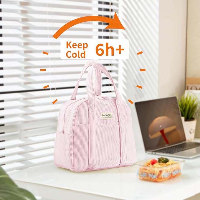 Insulated Lunch Bag for Women, 6-Hour Cold Retention Cooler Tote - Image 2