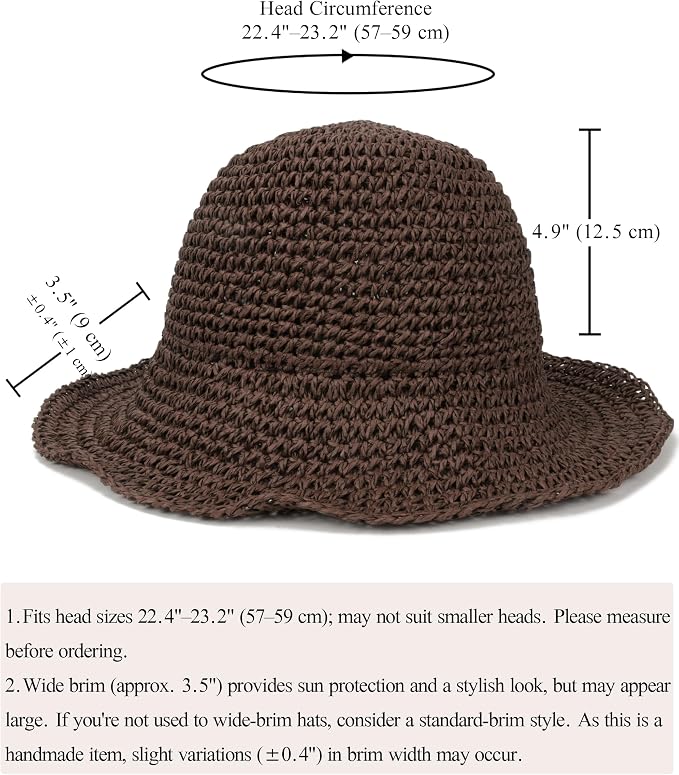 Womens Wide Brim Straw Sun Hat Foldable Floppy Crochet Beach Hat - Image 7
