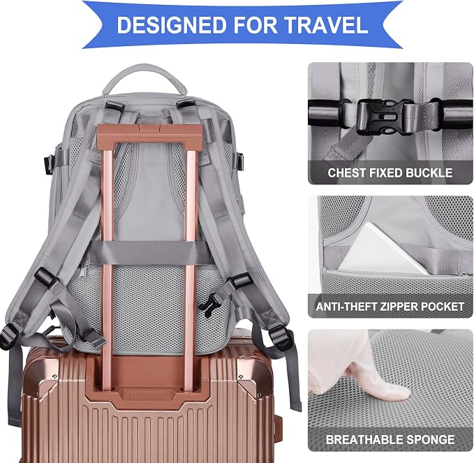 Coowoz Large Travel Backpack For Women Men, Flight Approved, Waterproof Outdoor - Image 7