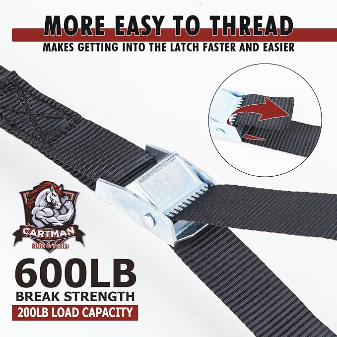Cartman 1" x 12' Lashing Straps Cargo Tie-Down Strap Up to 600lbs, 6pk in Carry - Image 3