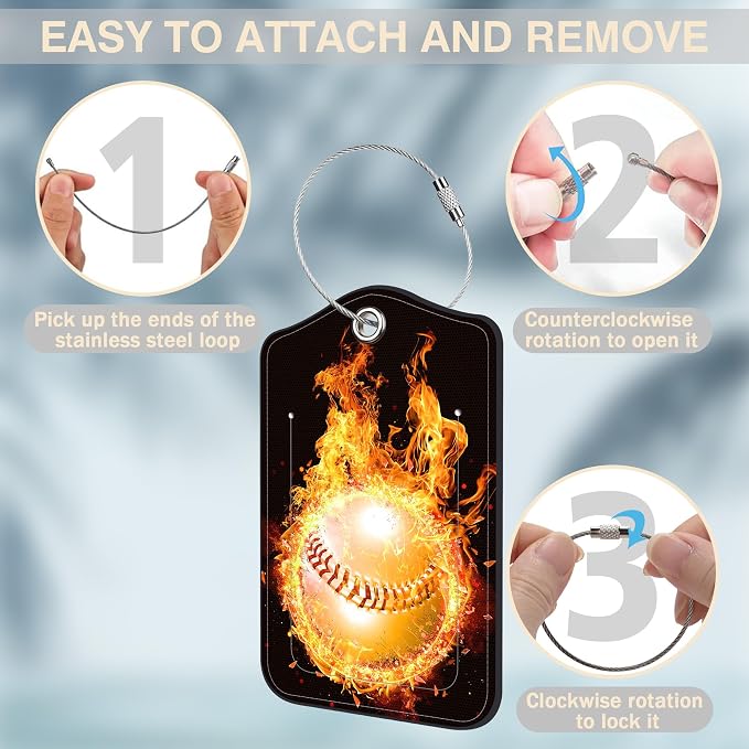 2 Pcs Baseball on Fire Luggage Tags - Image 4