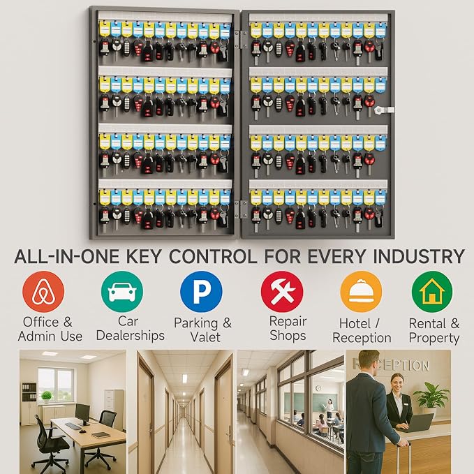 96 Key Lock Box, Key Cabinet Organizer, Key Safe Security Storage Lockbox Holder - Image 5