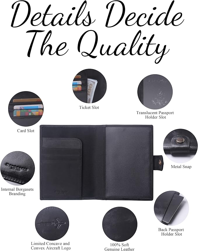 Genuine Leather Passport Case, RFID Passport Cover - Image 5