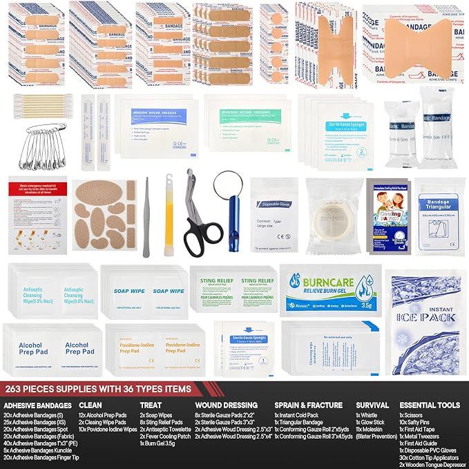First-Aid-Kit-for-Car-Home-Travel-Camping-Businesses, Compact Waterproof Hard - Image 6