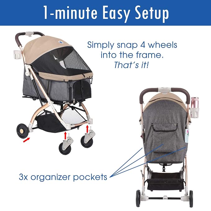 HPZ-PR America Pet Rover Lite Premium Light-Weight Dog/Cat/Pet Stroller Travel - Image 7