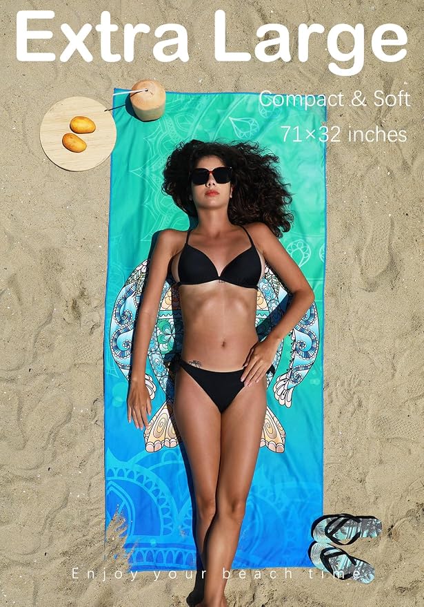 2 Pack Microfiber Lightweight Beach Towel Sand Free Quick Dry Absorbent Thin - Image 3