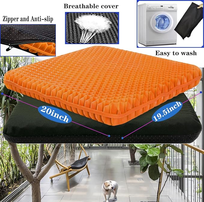 Plus Size Gel Seat Cushion for Long Sitting, Extra Large and Thick, Seat - Image 2