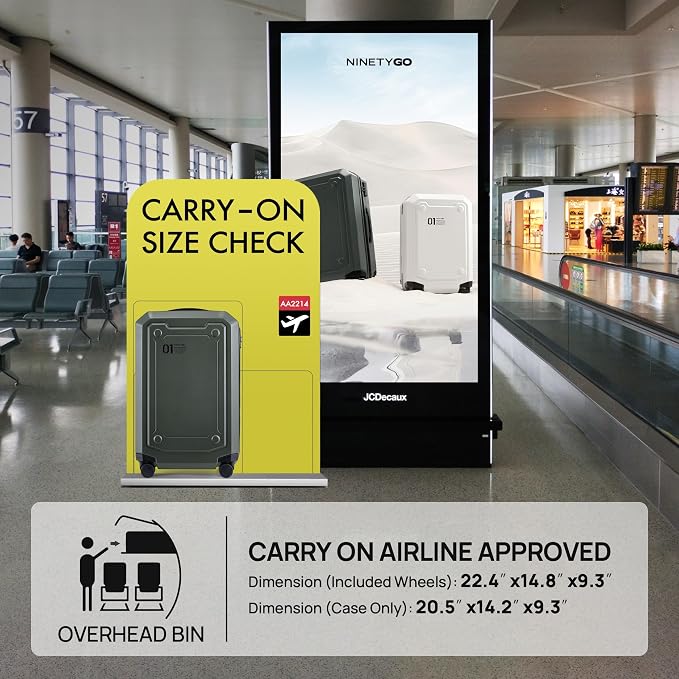 NINETYGO Carry On Luggage 22x14x9 Airline Approved, Carry On Suitcase - Image 3