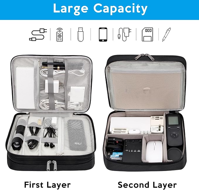 Electronic Organizer Travel Case, Travel Cord Organizer Case Portable - Image 7