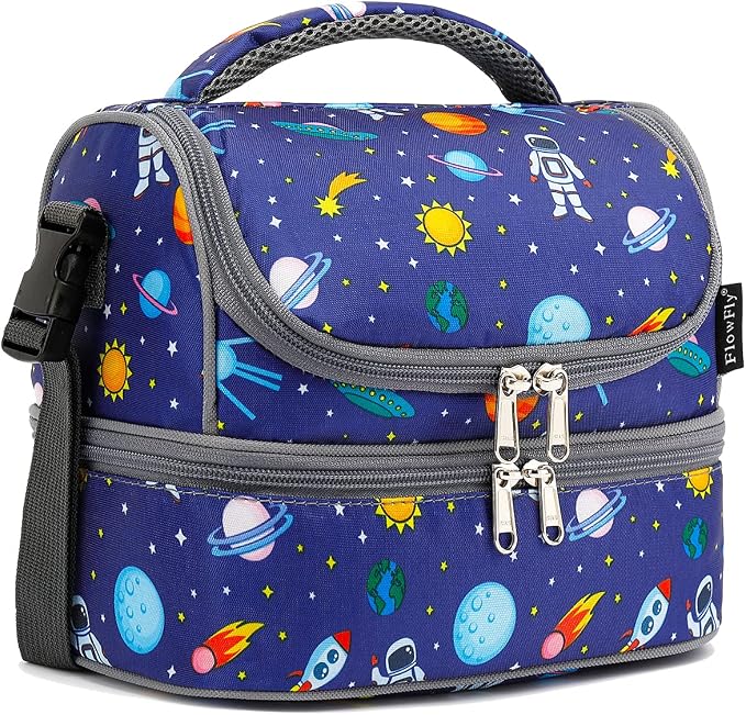 FlowFly Kids Double Decker Cooler Insulated Lunch Bag Large Tote by FlowFly