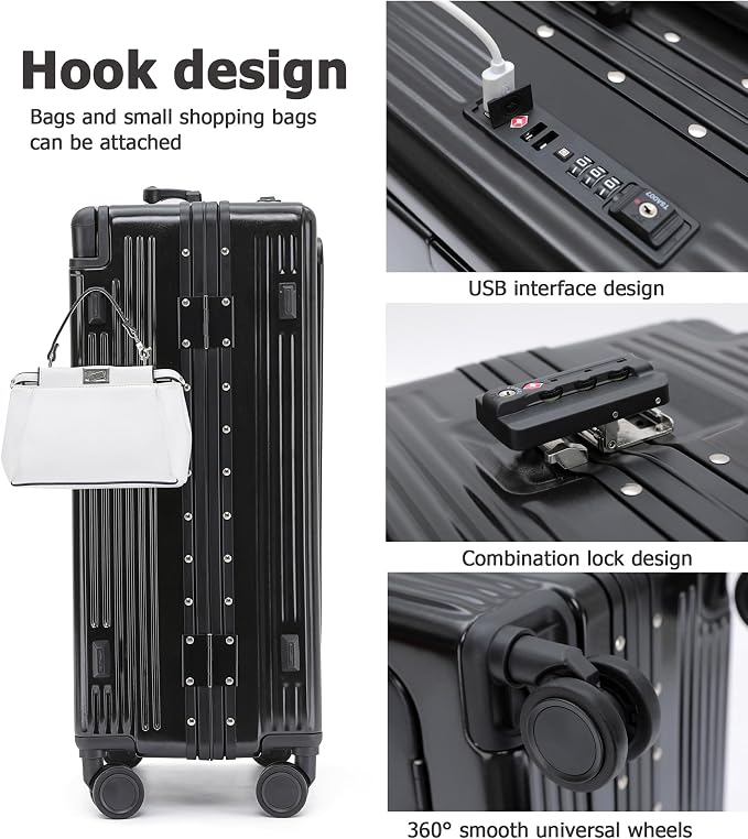 feilario 20" Aluminium Frame Hardside PC Carry on Luggage - Image 6