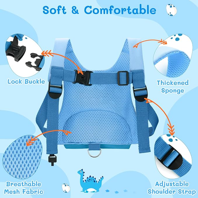 Dr.meter 3 in 1 Toddler Harness Leash + 8.2ft Anti Lost Wrist Link, Cute - Image 4