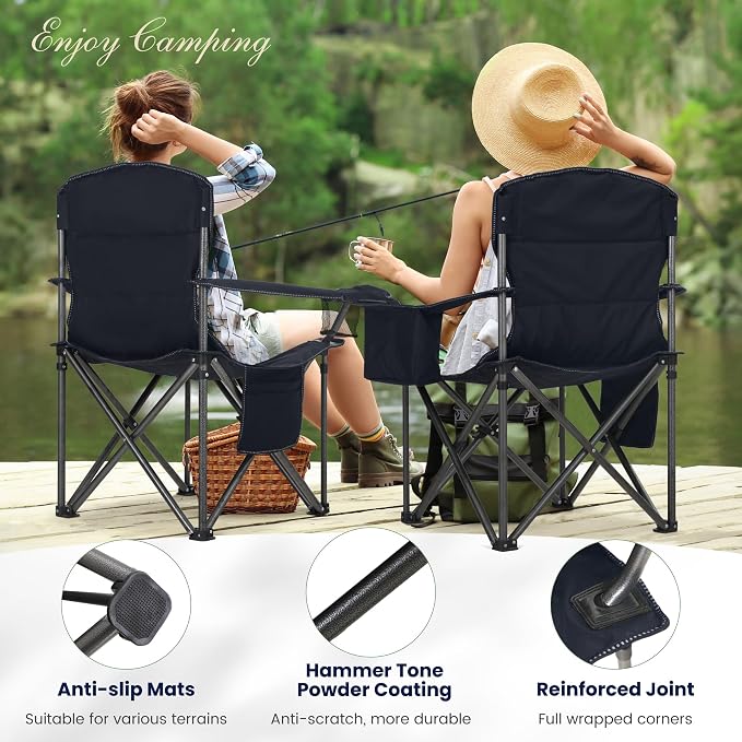 HIGH POINT SPORTS Oversized Camping Folding Chair, Heavy Duty Portable Outdoor - Image 5