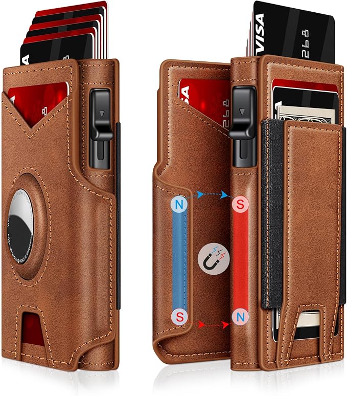 Airtag Wallet for Men, Minimalist Slim Mens Wallet Smart Pop Up Credit Card by IITRRS