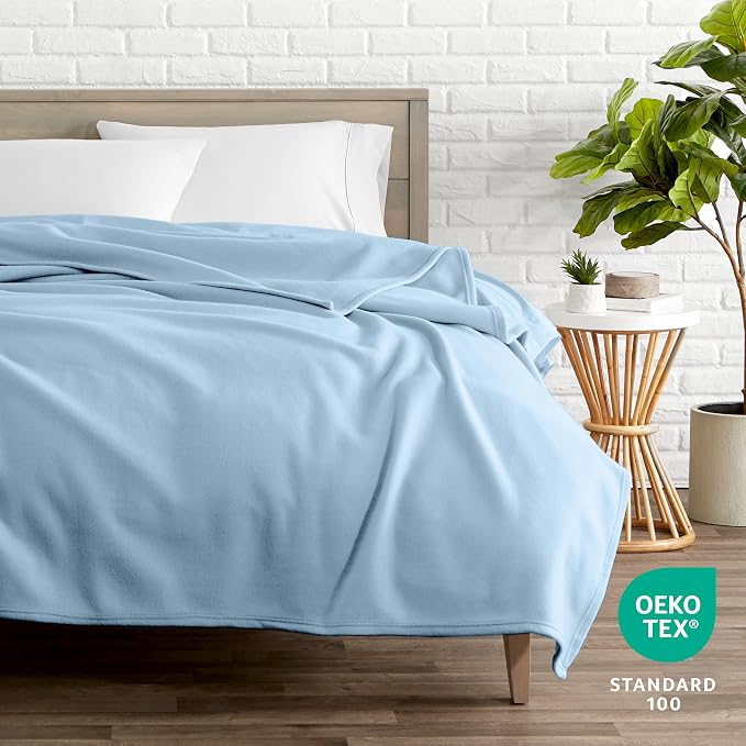 Bare Home Lightweight Polar Fleece Blanket Light Blue Twin/Twin XL - Image 2