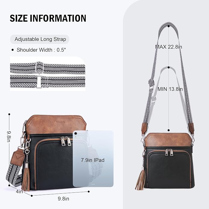 Crossbody Purse for Women, Lightweight Medium Crossbody Bag Soft Leather - Image 4