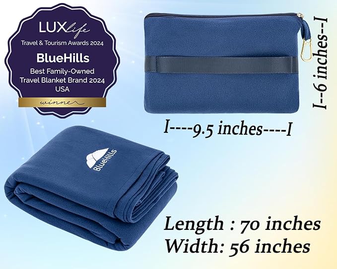 BlueHills Travel Blanket Pillow Compact Lightweight Pocket Size Airplane - Image 3