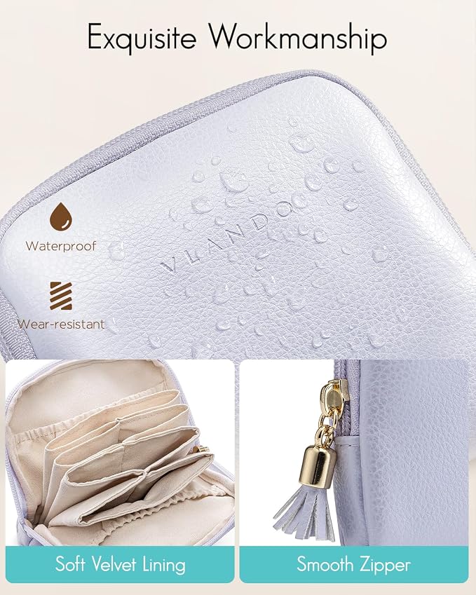 Vlando Small Jewelry Travel Case, Jewelry Pouch Bags - Image 4
