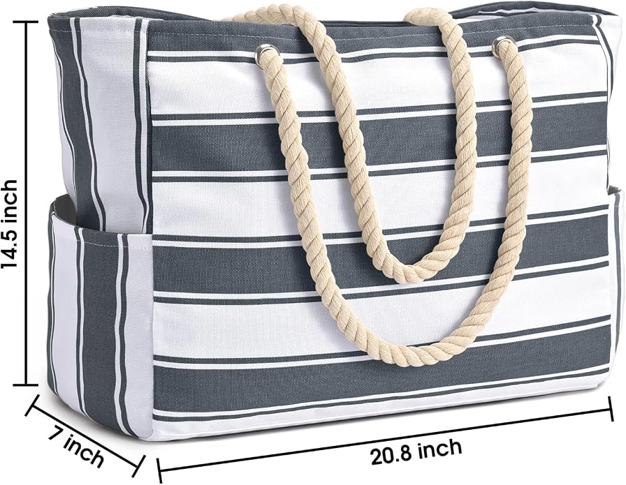 Becokan Beach Bags for Women Large Waterproof Beach Tote Bag Zipper Beach Bags - Image 4