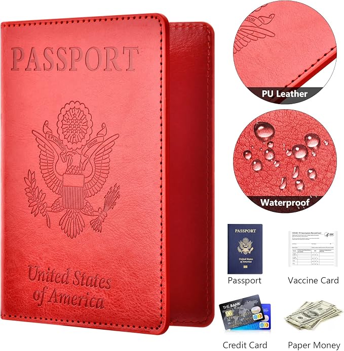 Eoehro Passport and Vaccine Card Holder Combo, Faux Leather, Lightweight - Image 4