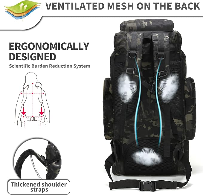 King'sGuard 70L Camping Hiking Backpack Tactical Backpack Military Molle - Image 5