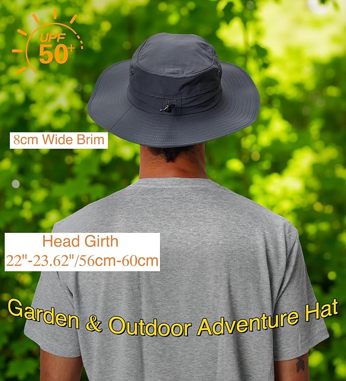 Home Prefer UPF50+ Mens Sun Hat Wide Brim Fishing Hat Sun Protection Beach - Image 3