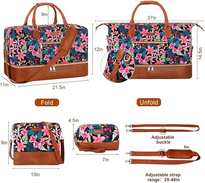 Weekender Bag for Women, Travel Duffel Bag Carry On Overnight Bag - Image 7
