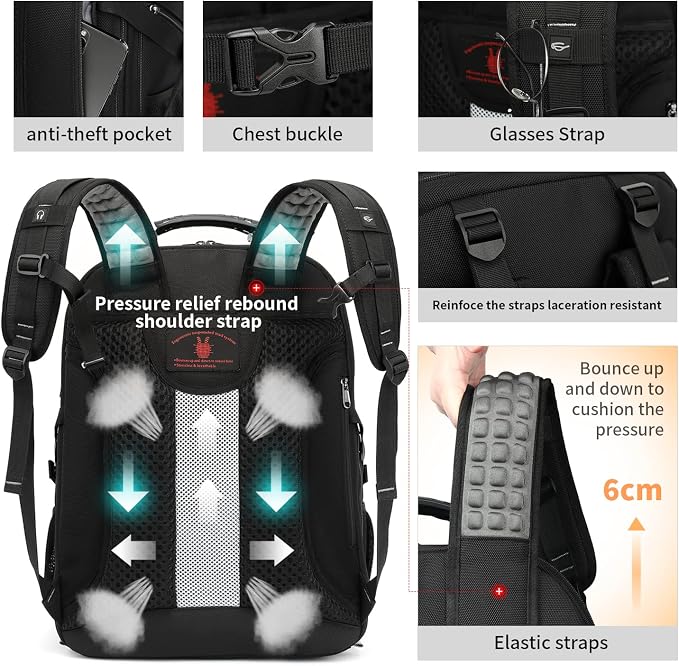 Boniyee Travel Backpack 17.3 Inch, Business Anti-Theft Laptop Bag - Image 4