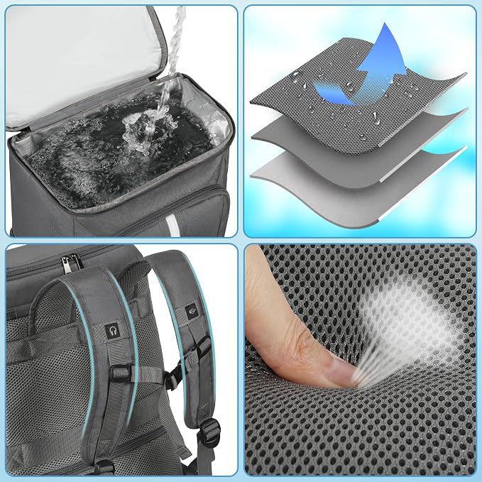Backpack Cooler Insulated Leak Proof 35 Cans, 2 Insulated Compartments Thermal - Image 6