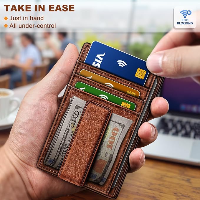BULLIANT Men Wallet, Slim Leather Wallet Money Clip Card Hodler - Image 4