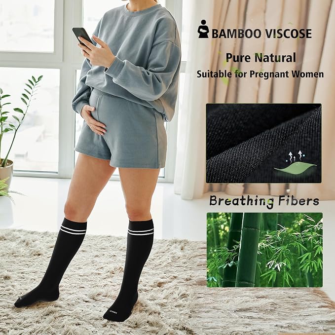LEVSOX Compression Socks for Pregnant Women 20-30 mmHg Knee High Cute Funny - Image 4