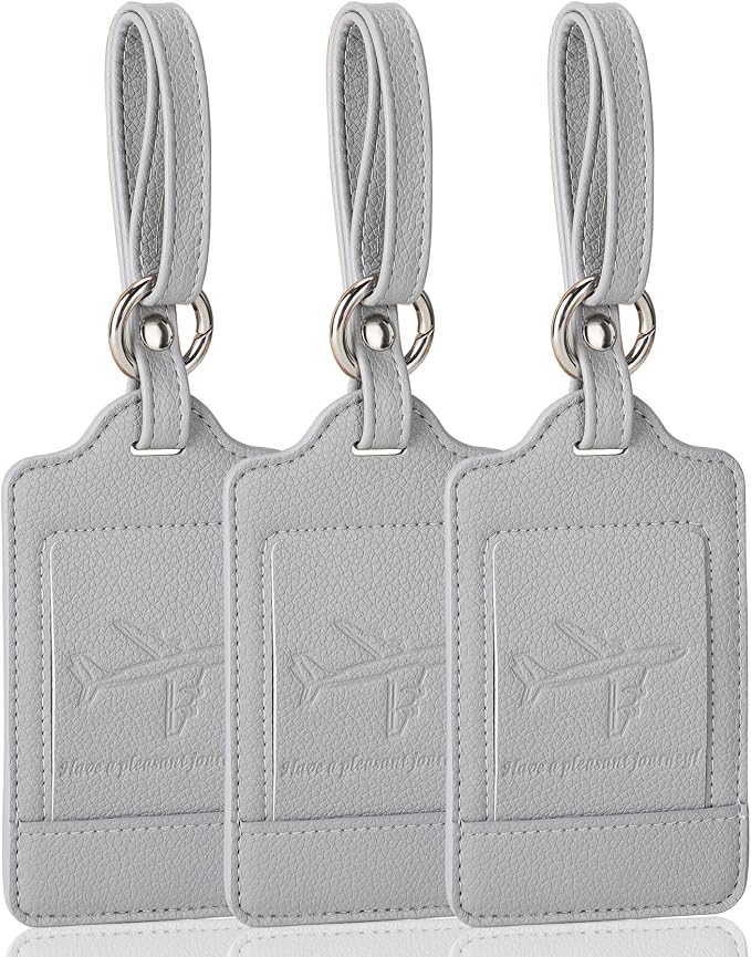 Teskyer Luggage Tags, 3 Pack Premium PU Leather Luggage Tags by TESKYER
