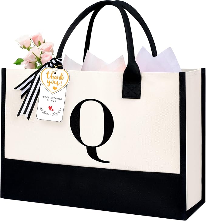BAGAIL Initial Tote Bag, Personalized Birthday Gifts by BAGAIL