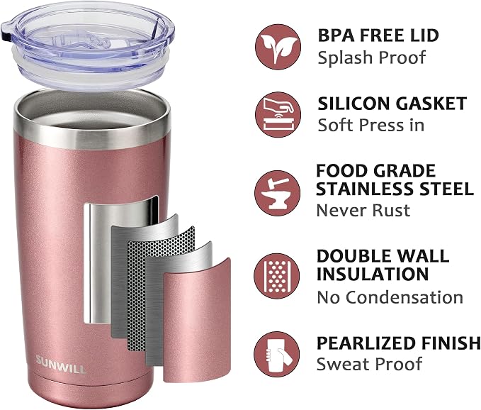 SUNWILL Travel Coffee Tumbler 20 oz, Insulated Mug - Image 2