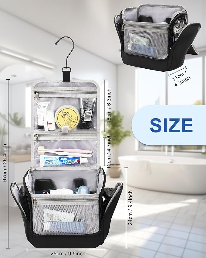 Relavel Hanging Toiletry Bag for Men and Women, Travel Toiletries Bag - Image 6