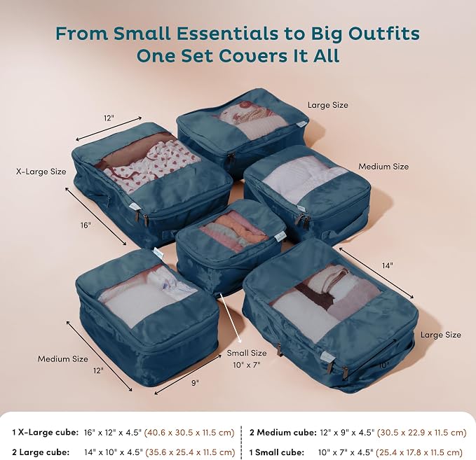 6-Pack Compression Packing Cubes Travel Essentials - Image 4