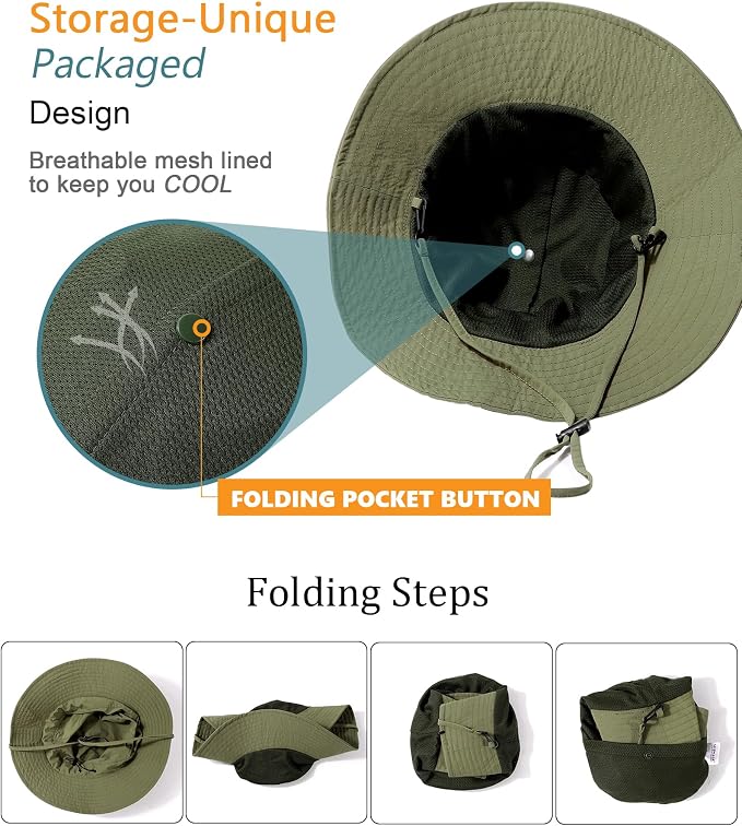 Water-Resistant Sun UPF 50+ Bucket Hat Protection Packable Brimmed Boonie - Image 4