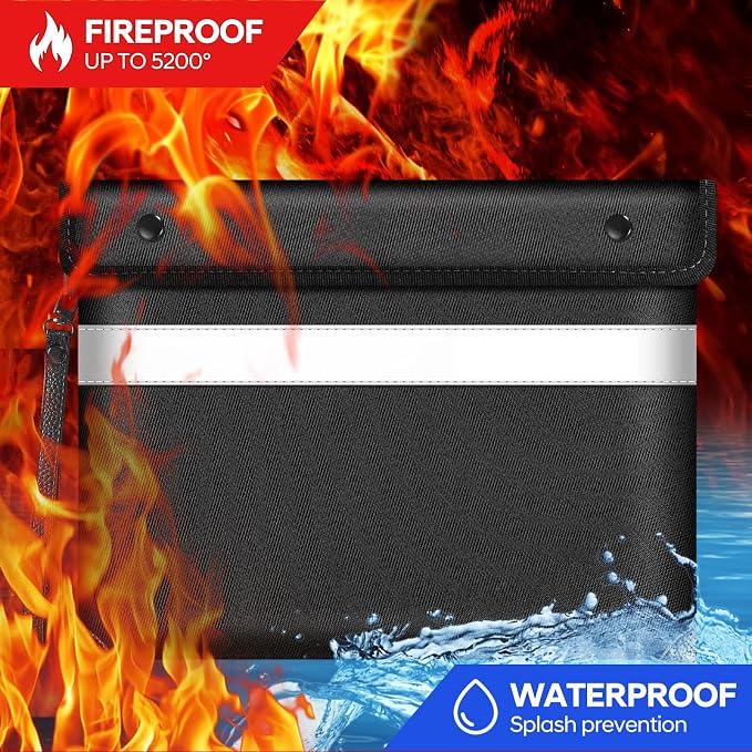 Fire Proof Bag for Documents 5200°F Heat Insulated, 13.9” X 10.6”Fireproof - Image 2
