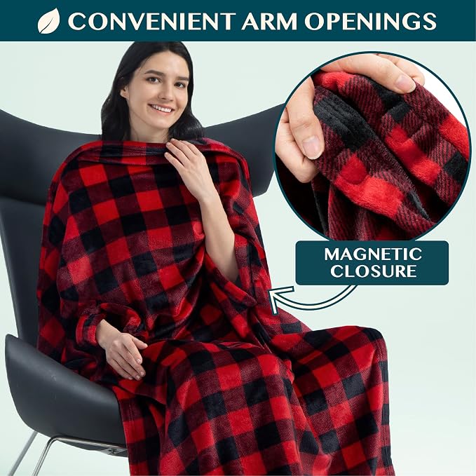 PAVILIA Travel Blanket and Pillow, Arms Opening Airplane Blankets - Image 2