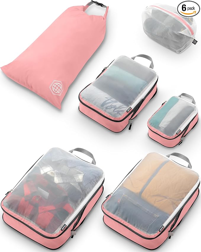 Large Packing Cube Set with See Through Mesh- Compression Packing Cubes Travel by TRIPPEDTravelGear