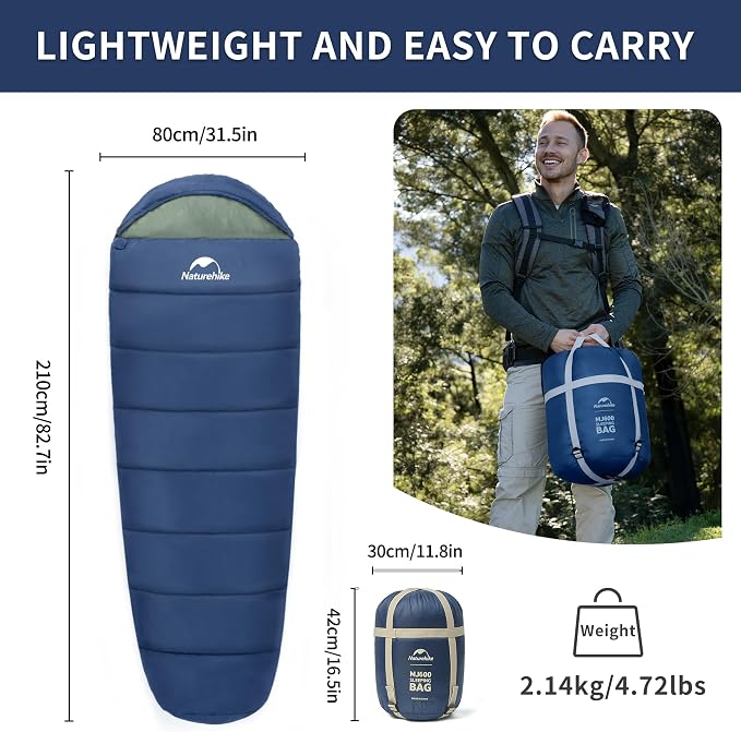 Naturehike Sleeping Bags for Adults, 23/39℉ Mummy Backpacking Sleeping Bag - Image 5