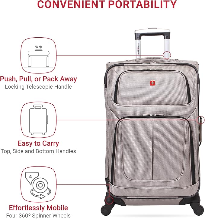 SwissGear Sion Softside Expandable Luggage, Checked-Medium 25-Inch - Image 2