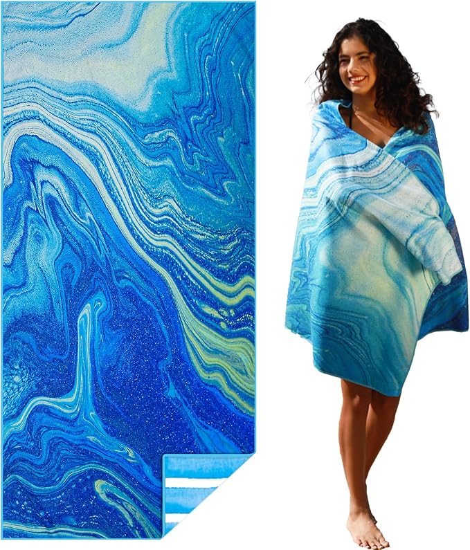 Microfiber Lightweight Beach Towel Sand Free Quick Dry Absorbent Thin Compact by WIDDONEN