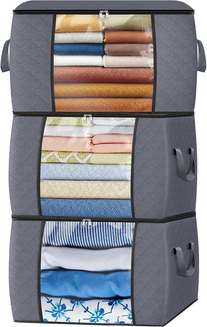 Fab totes 24 Gallons Clothes Storage, Foldable Thick Fabric Blanket Storage Bags by Fabtotes
