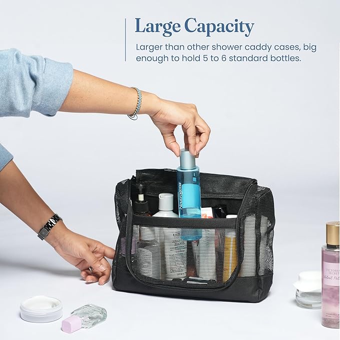 The Fine Living Portable Latex Mesh Shower Caddy Tote Bag, Gym Shower Caddy - Image 4